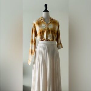 Weatherproof XL comfort stretch gold yellow flannel plaid Skirt